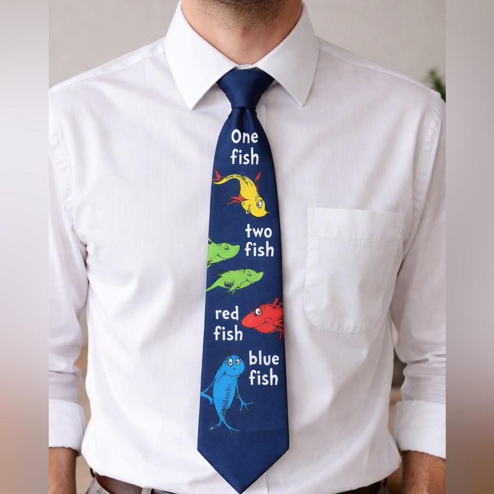 Reversible Dr. Seuss Tie - One Fish, Two Fish, Red Fish, Blue Fish